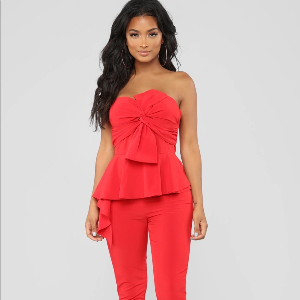 Bowmance Peplum Jumpsuit